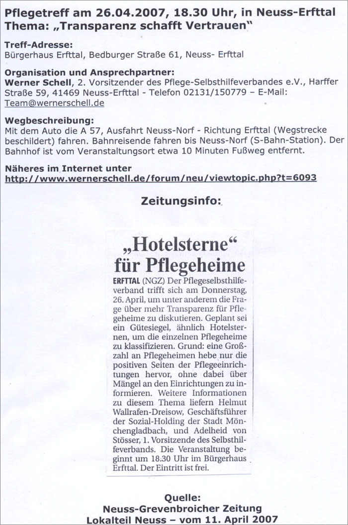 Hotelsterne für Pflegeheime