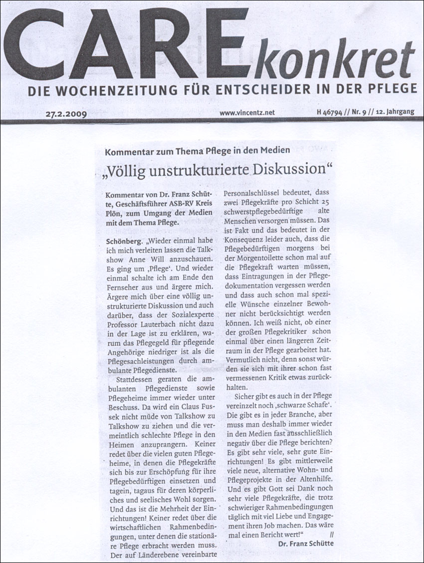 Thema Pflege in den Medien